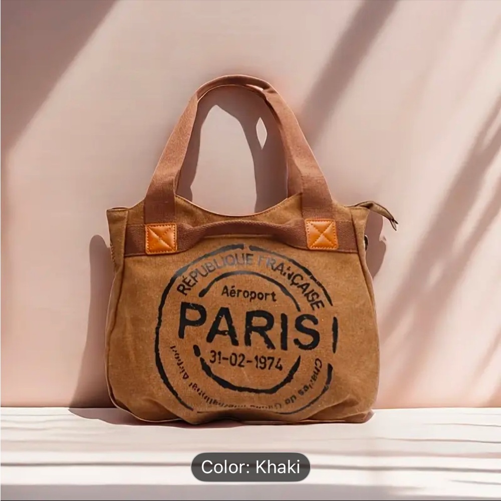 Paris Republic Canvas Tote - Black and Tan